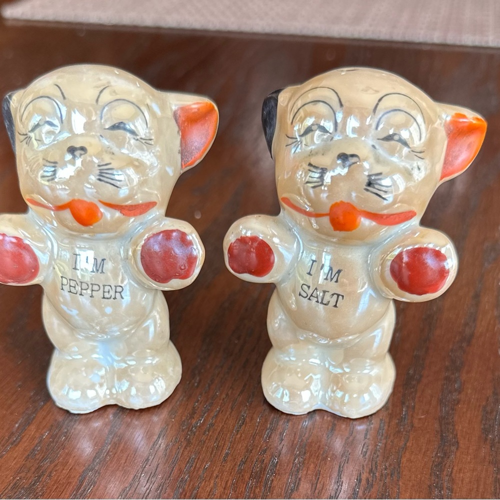 Vintage Ceramic Dog Salt and Pepper Shakers